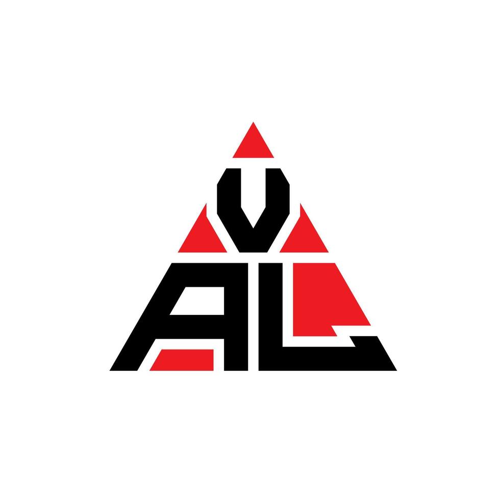 design del logo della lettera triangolo val con forma triangolare. monogramma di design del logo del triangolo val. modello logo val triangolo vettoriale con colore rosso. logo triangolare val logo semplice, elegante e lussuoso.