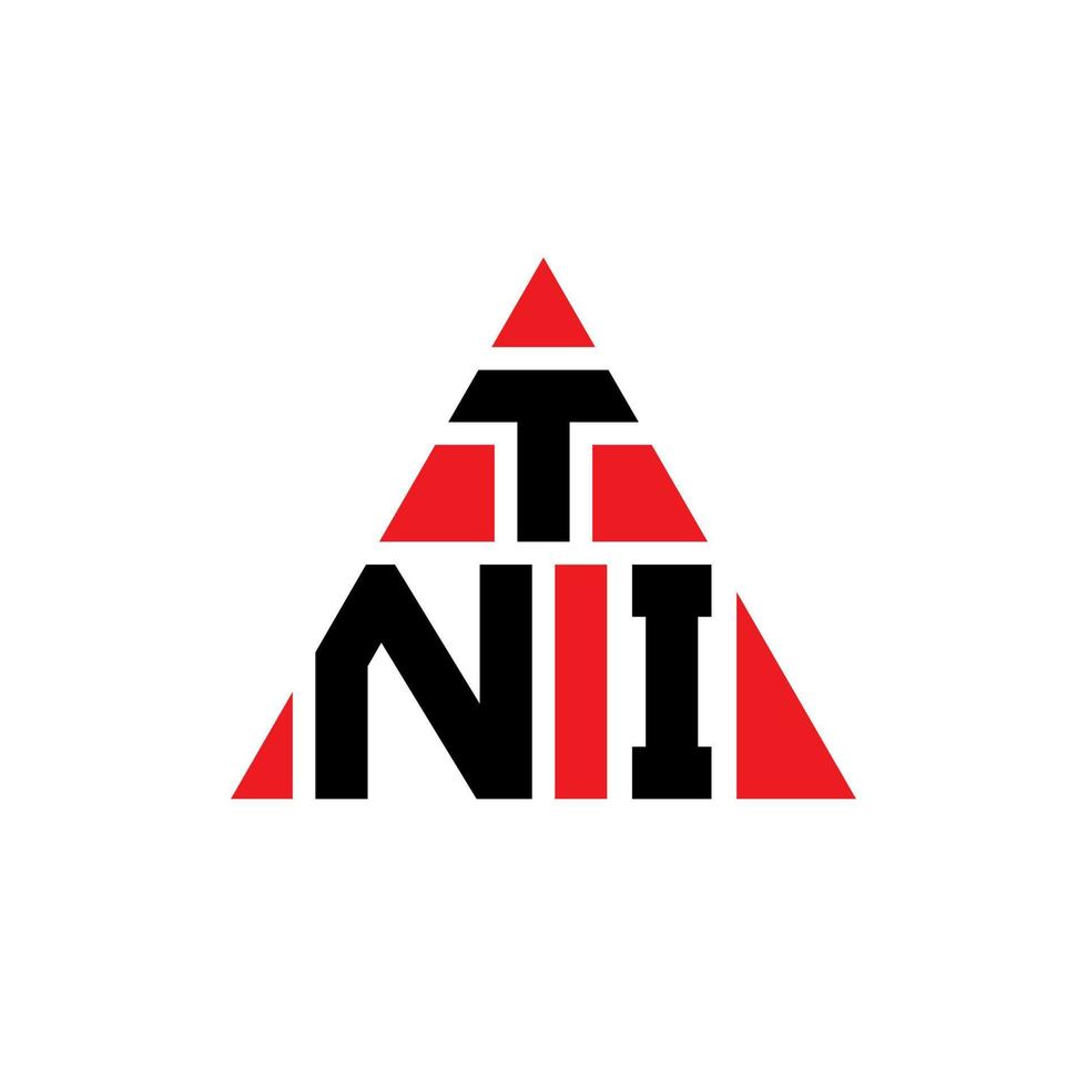 design del logo della lettera triangolare tni con forma triangolare. tni triangolo logo design monogramma. modello di logo vettoriale triangolo tni con colore rosso. logo triangolare tni logo semplice, elegante e lussuoso.