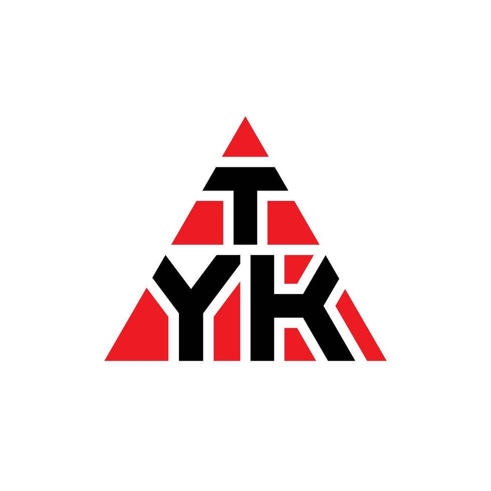 design del logo della lettera del triangolo tyk con forma triangolare. monogramma di design del logo del triangolo tyk. modello di logo vettoriale triangolo tyk con colore rosso. tyk logo triangolare logo semplice, elegante e lussuoso.