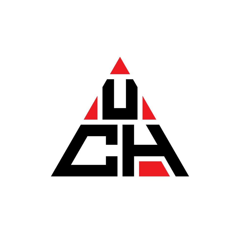design del logo della lettera triangolare uch con forma triangolare. uch triangolo logo design monogramma. modello di logo vettoriale triangolo uch con colore rosso. uch logo triangolare logo semplice, elegante e lussuoso.