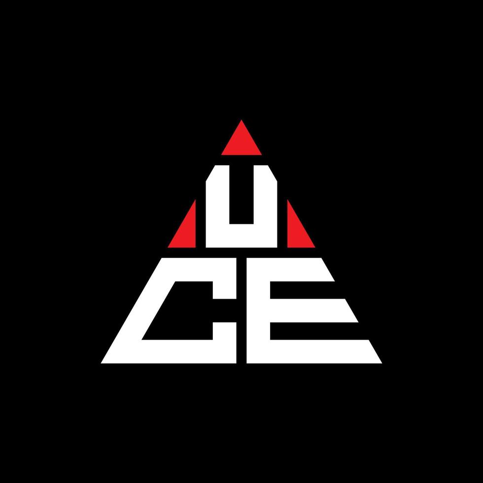 design del logo della lettera triangolare uce con forma triangolare. monogramma di design del logo triangolo uce. modello di logo vettoriale triangolo uce con colore rosso. logo triangolare uce logo semplice, elegante e lussuoso.