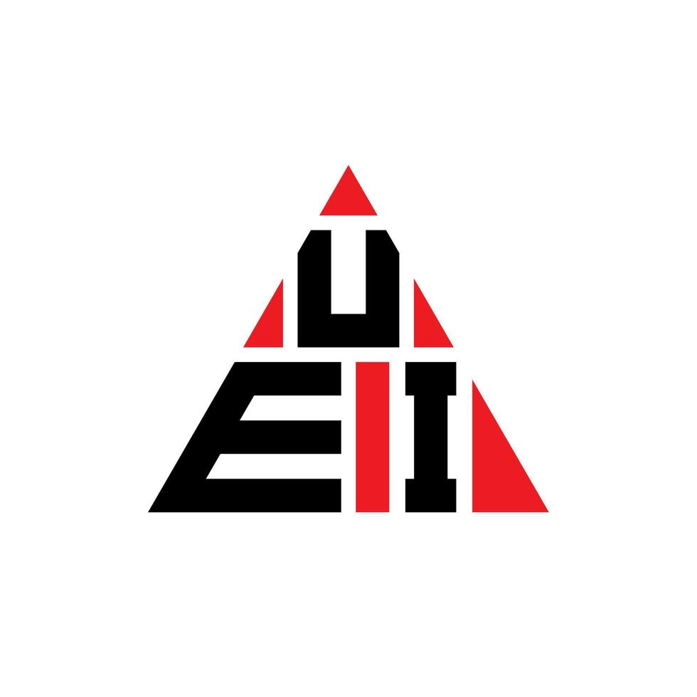 design del logo della lettera triangolare uei con forma triangolare. uei triangolo logo design monogramma. modello di logo vettoriale triangolo uei con colore rosso. logo triangolare uei logo semplice, elegante e lussuoso.