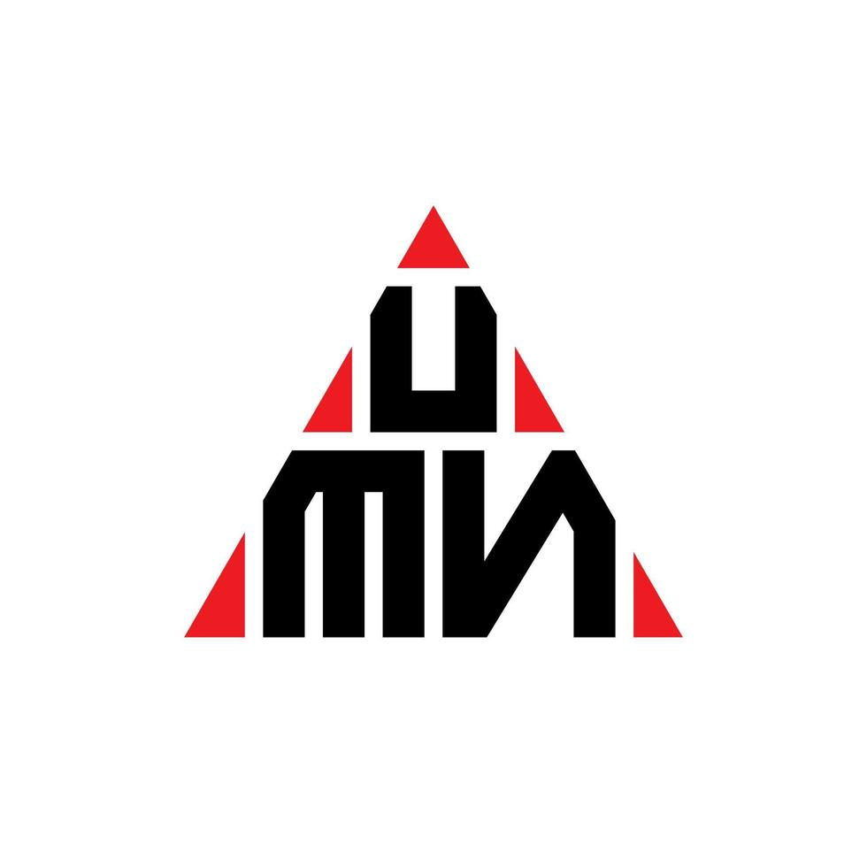 design del logo della lettera del triangolo umn con forma triangolare. umn triangolo logo design monogramma. modello di logo vettoriale triangolo umn con colore rosso. logo triangolare umn logo semplice, elegante e lussuoso.