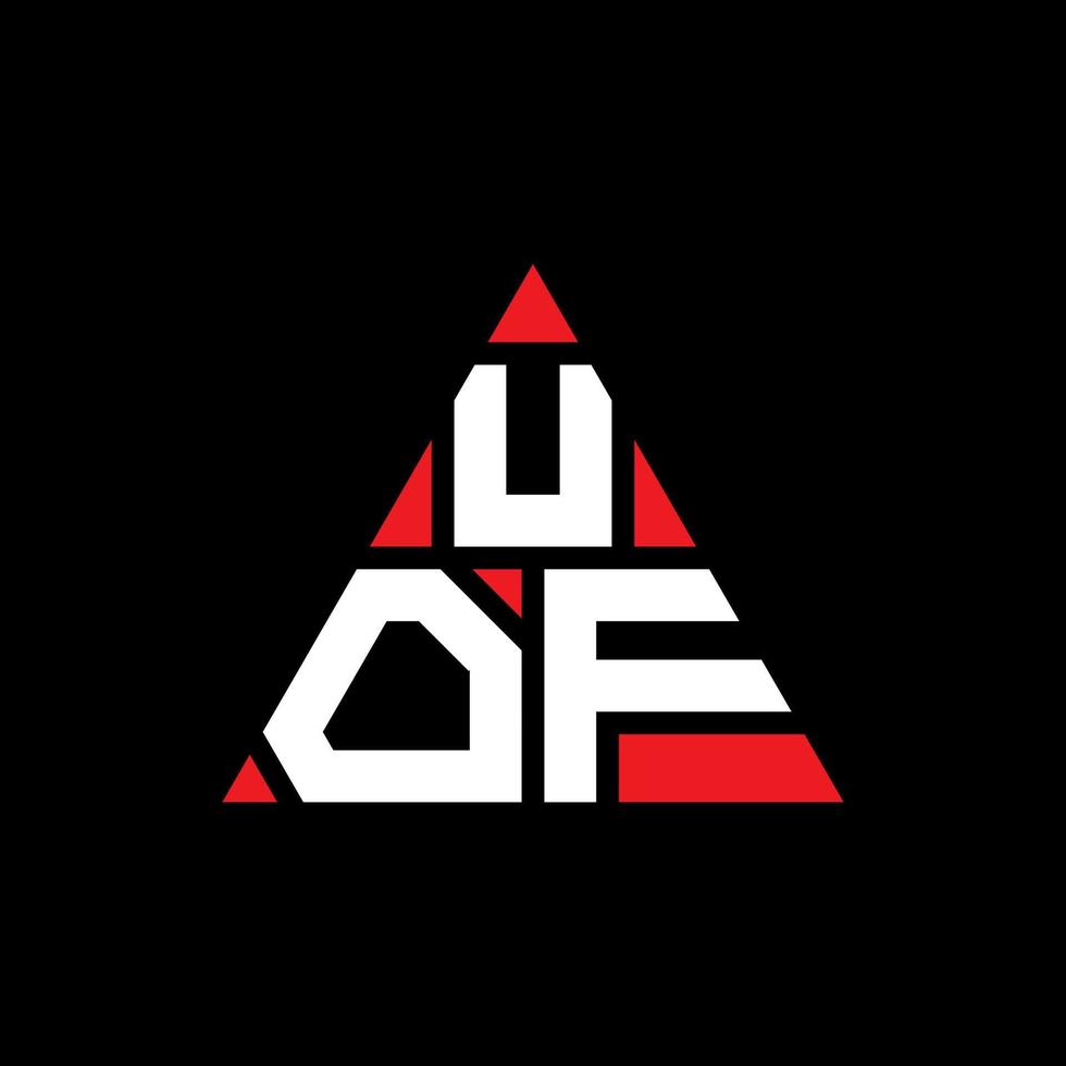 uof design del logo della lettera triangolare con forma triangolare. uof triangolo logo design monogramma. modello di logo vettoriale triangolo uof con colore rosso. uof logo triangolare semplice, elegante e lussuoso.
