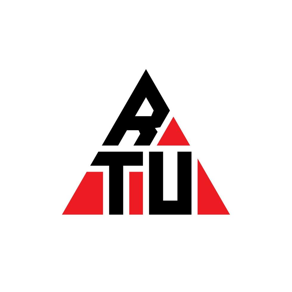 design del logo della lettera triangolare rtu con forma triangolare. monogramma di design del logo del triangolo rtu. modello di logo vettoriale triangolo rtu con colore rosso. logo triangolare rtu logo semplice, elegante e lussuoso.