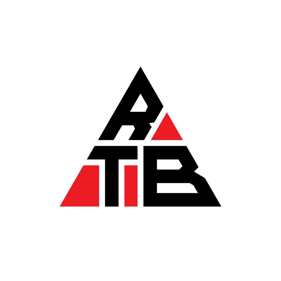 design del logo della lettera triangolare rtb con forma triangolare. monogramma di design del logo del triangolo rtb. modello di logo vettoriale triangolo rtb con colore rosso. logo triangolare rtb logo semplice, elegante e lussuoso.