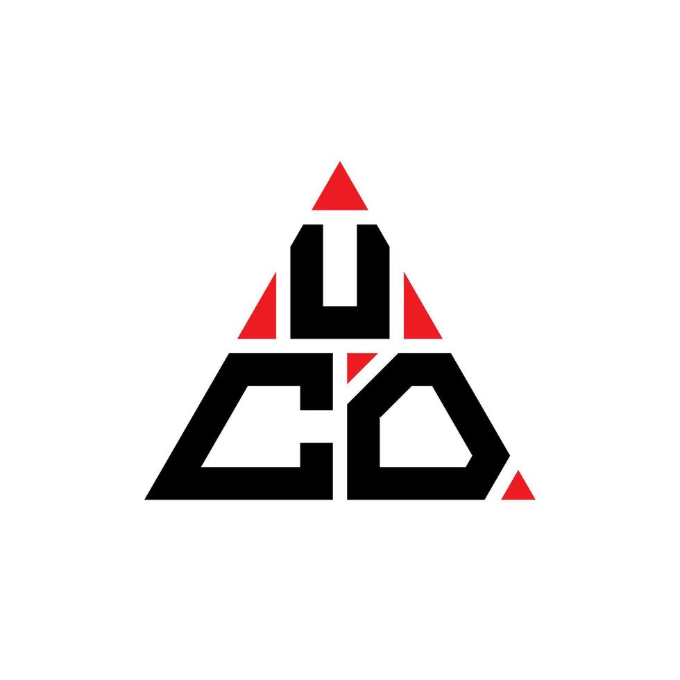 design del logo della lettera del triangolo uco con forma triangolare. monogramma design logo triangolo uco. modello di logo vettoriale triangolo uco con colore rosso. logo triangolare uco logo semplice, elegante e lussuoso.