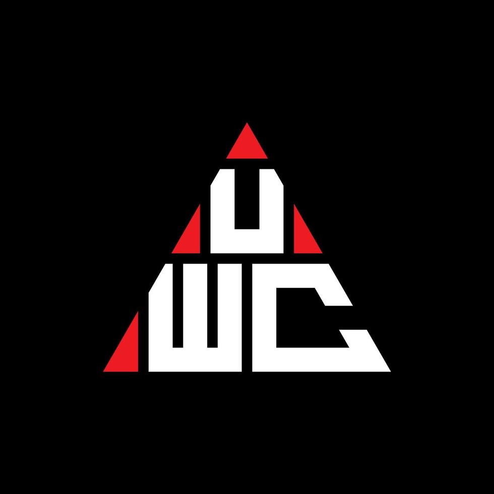 design del logo della lettera del triangolo uwc con forma triangolare. monogramma del design del logo del triangolo uwc. modello di logo vettoriale triangolo uwc con colore rosso. logo triangolare uwc logo semplice, elegante e lussuoso.