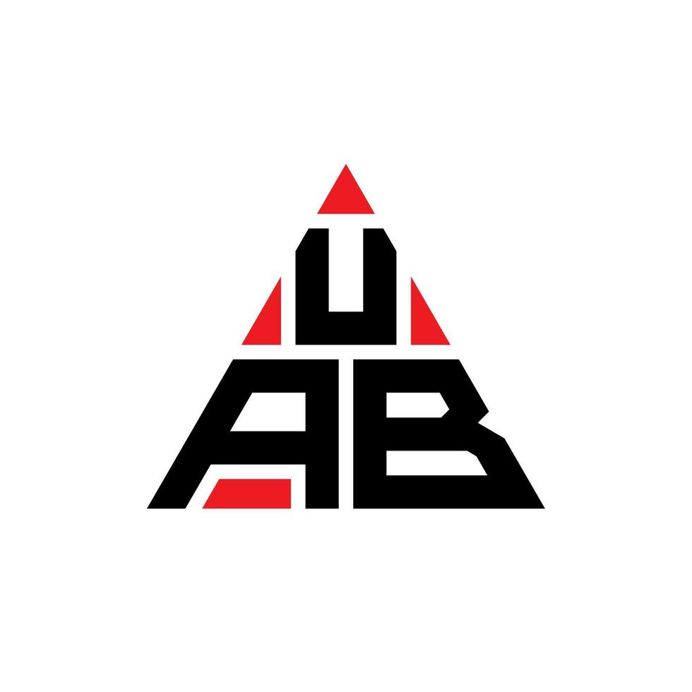 design del logo della lettera triangolare uab con forma triangolare. monogramma di design del logo del triangolo uab. modello di logo vettoriale triangolo uab con colore rosso. logo triangolare uab logo semplice, elegante e lussuoso.