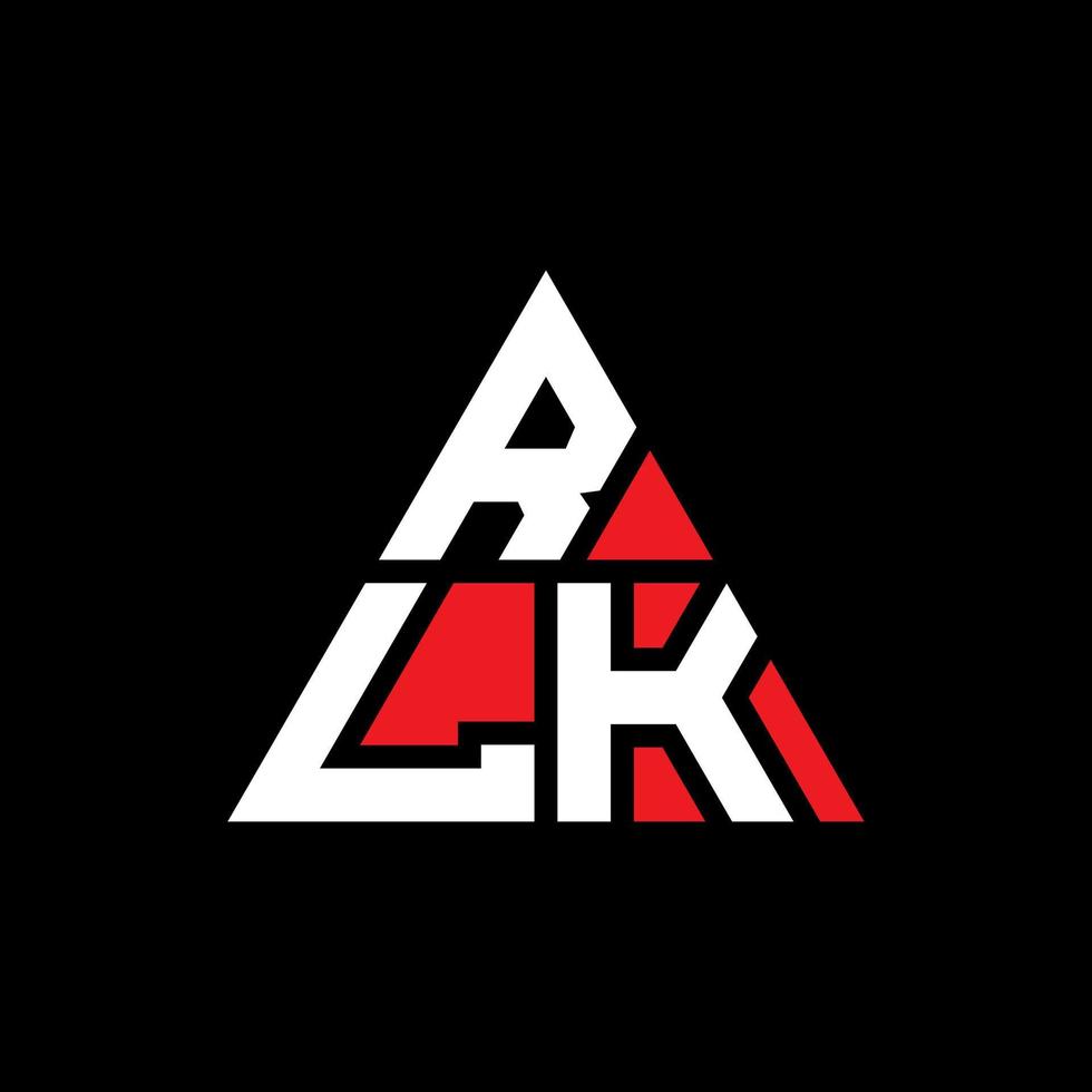 design del logo della lettera del triangolo rlk con forma triangolare. monogramma di design del logo del triangolo rlk. modello di logo vettoriale triangolo rlk con colore rosso. logo triangolare rlk logo semplice, elegante e lussuoso.