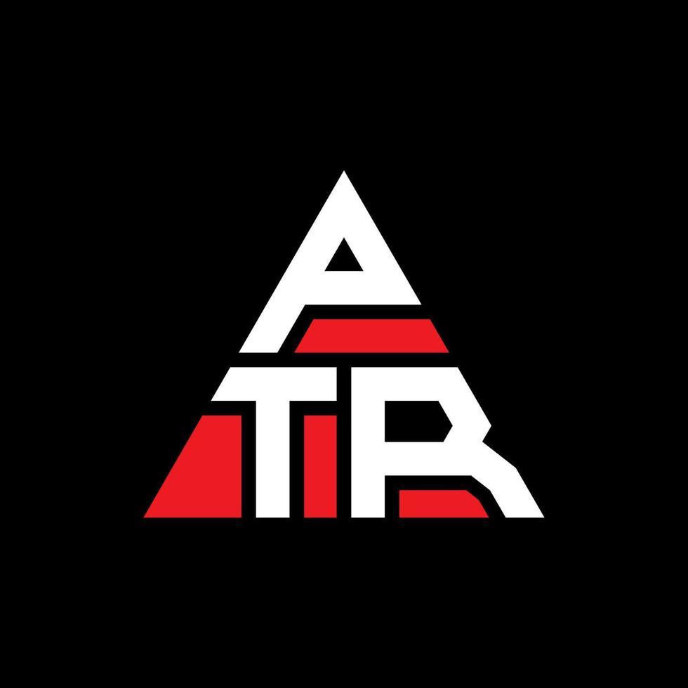logo lettera triangolare ptr con forma triangolare. ptr triangolo logo design monogramma. modello di logo vettoriale triangolo ptr con colore rosso. ptr logo triangolare logo semplice, elegante e lussuoso.