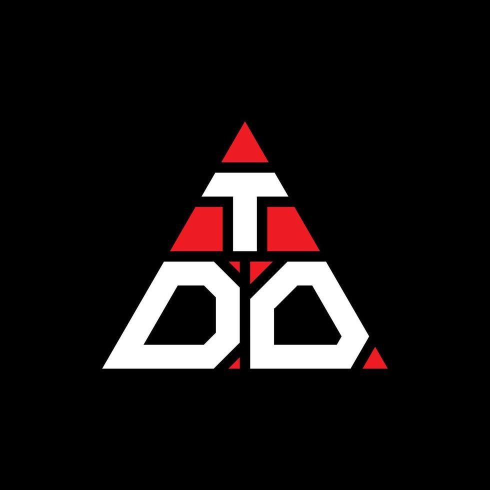 design del logo della lettera triangolare tdo con forma triangolare. tdo triangolo logo design monogramma. modello di logo vettoriale triangolo tdo con colore rosso. logo triangolare tdo logo semplice, elegante e lussuoso.