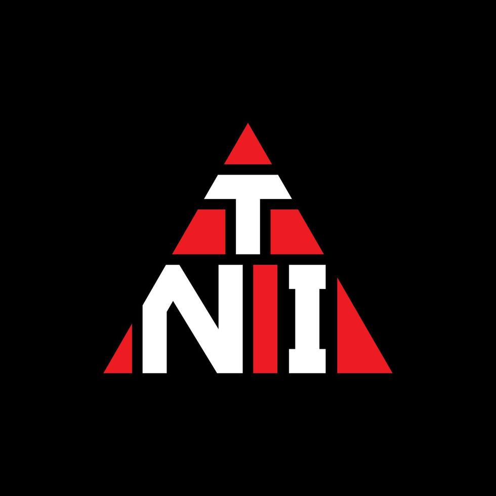 design del logo della lettera triangolare tni con forma triangolare. tni triangolo logo design monogramma. modello di logo vettoriale triangolo tni con colore rosso. logo triangolare tni logo semplice, elegante e lussuoso.