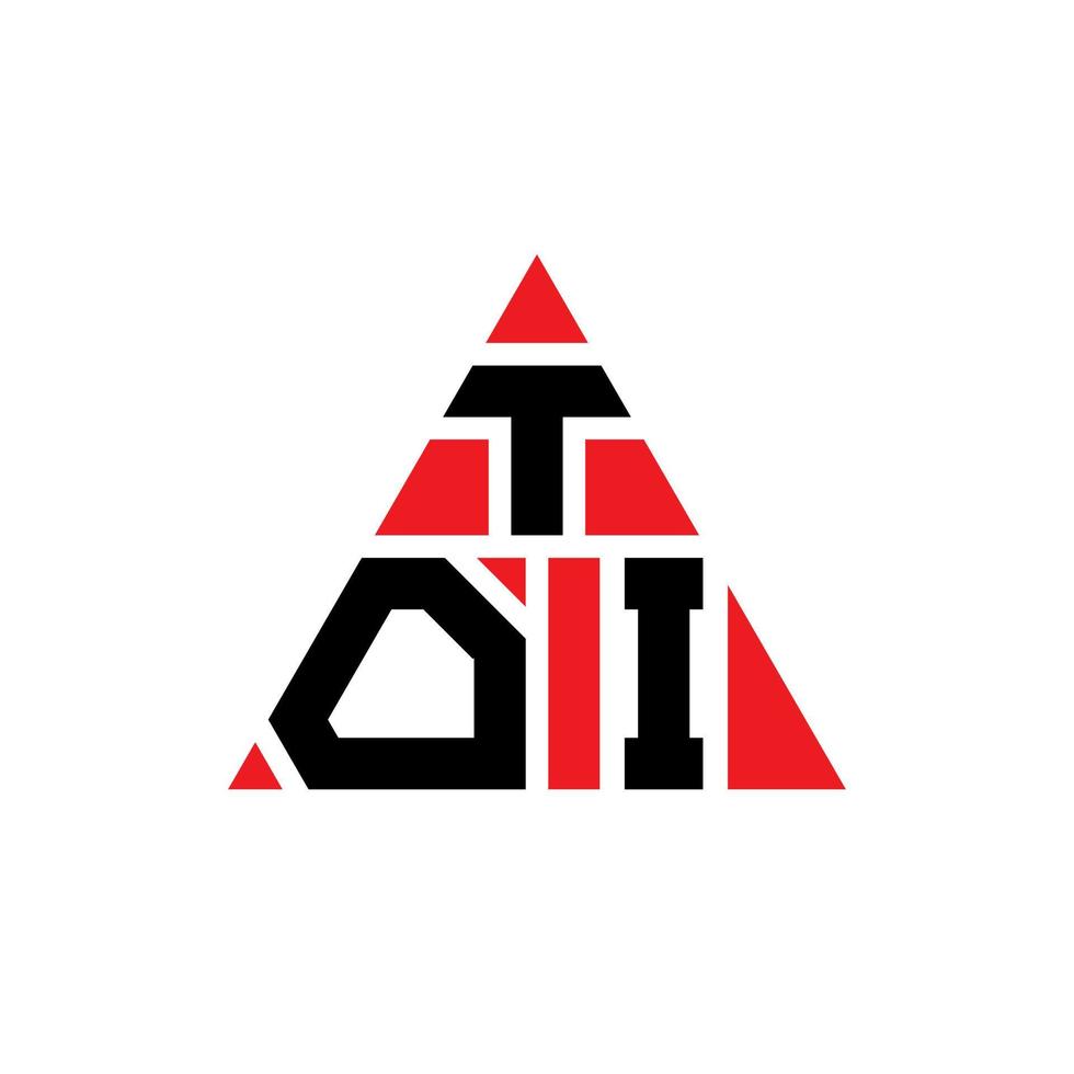 design del logo della lettera del triangolo toi con forma triangolare. monogramma toi triangolo logo design. modello di logo vettoriale triangolo toi con colore rosso. toi logo triangolare logo semplice, elegante e lussuoso.