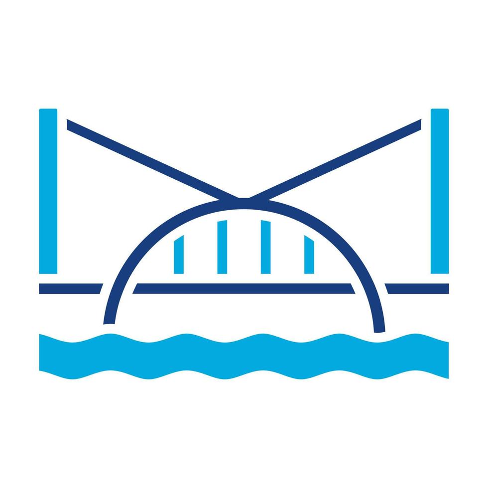 icona a due colori del glifo del ponte dell'acqua vettore