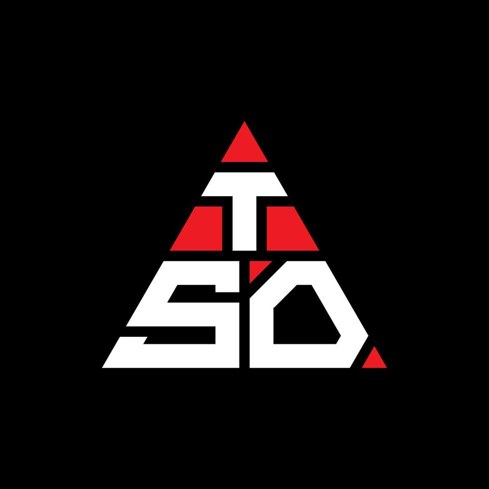 design del logo della lettera triangolare tso con forma triangolare. tso triangolo logo design monogramma. modello di logo vettoriale triangolo tso con colore rosso. logo triangolare tso logo semplice, elegante e lussuoso.