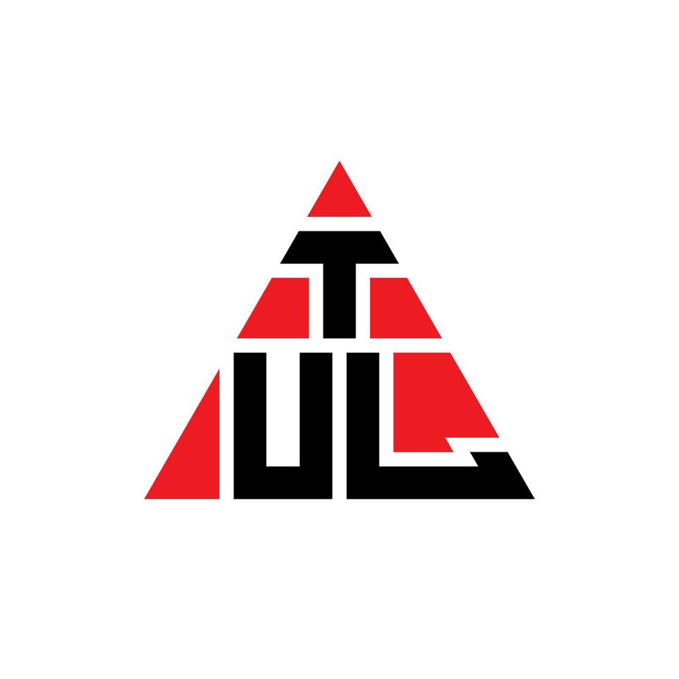 design del logo della lettera del triangolo tul con forma triangolare. tul triangolo logo design monogramma. modello di logo vettoriale triangolo tul con colore rosso. tul logo triangolare logo semplice, elegante e lussuoso.