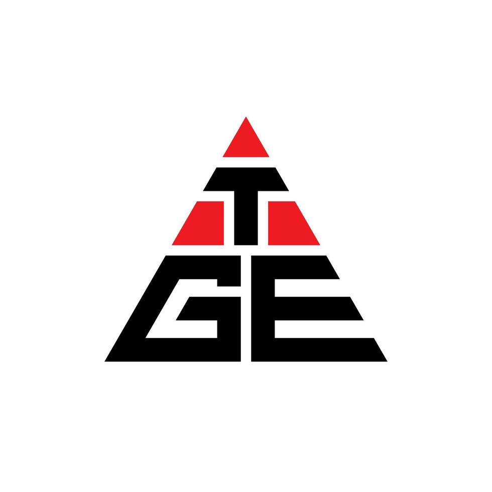 design del logo della lettera triangolare tge con forma triangolare. tge triangolo logo design monogramma. modello di logo vettoriale triangolo tge con colore rosso. tge logo triangolare logo semplice, elegante e lussuoso.