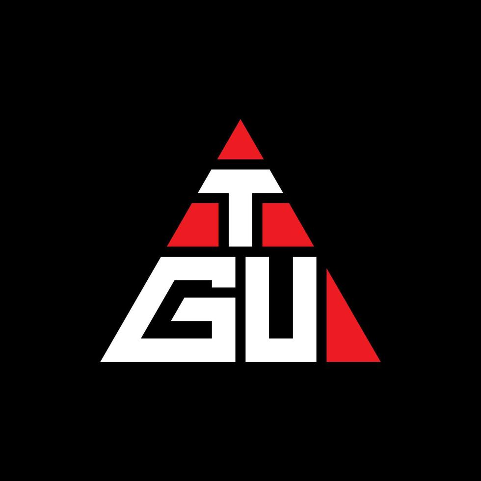 design del logo della lettera del triangolo tgu con forma triangolare. tgu triangolo logo design monogramma. modello di logo vettoriale triangolo tgu con colore rosso. logo triangolare tgu logo semplice, elegante e lussuoso.