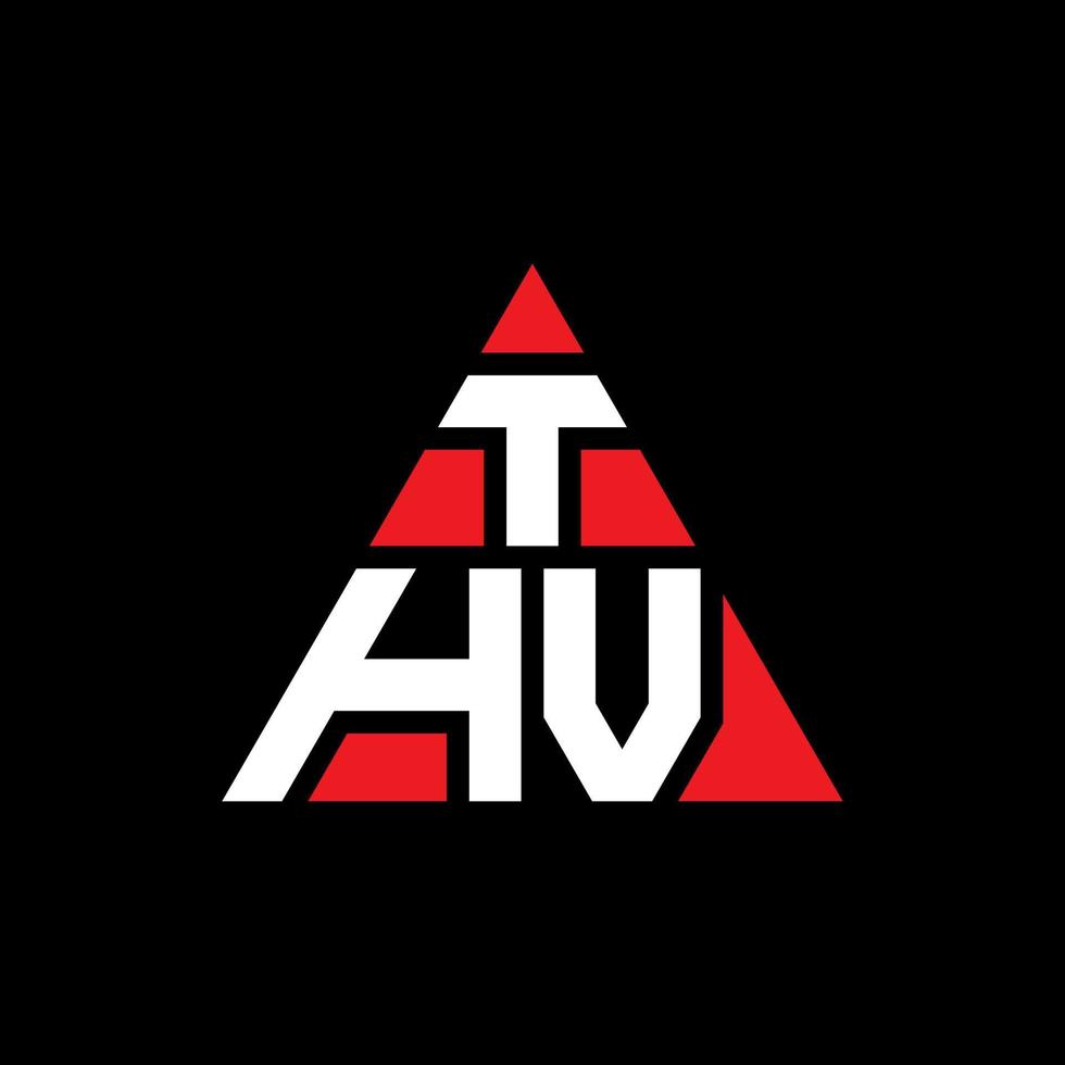 design del logo della lettera del triangolo thv con forma triangolare. monogramma di design del logo del triangolo thv. modello di logo vettoriale triangolo thv con colore rosso. thv logo triangolare logo semplice, elegante e lussuoso.