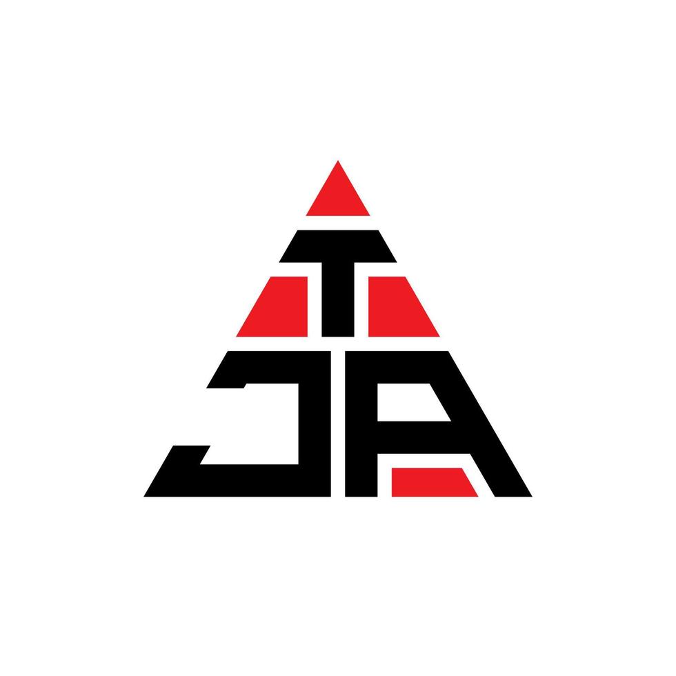 design del logo della lettera triangolare tja con forma triangolare. tja triangolo logo design monogramma. modello di logo vettoriale triangolo tja con colore rosso. logo triangolare tja logo semplice, elegante e lussuoso.