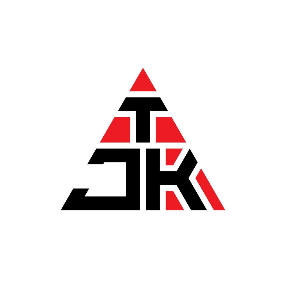 design del logo della lettera del triangolo tjk con forma triangolare. tjk triangolo logo design monogramma. modello di logo vettoriale triangolo tjk con colore rosso. logo triangolare tjk logo semplice, elegante e lussuoso.