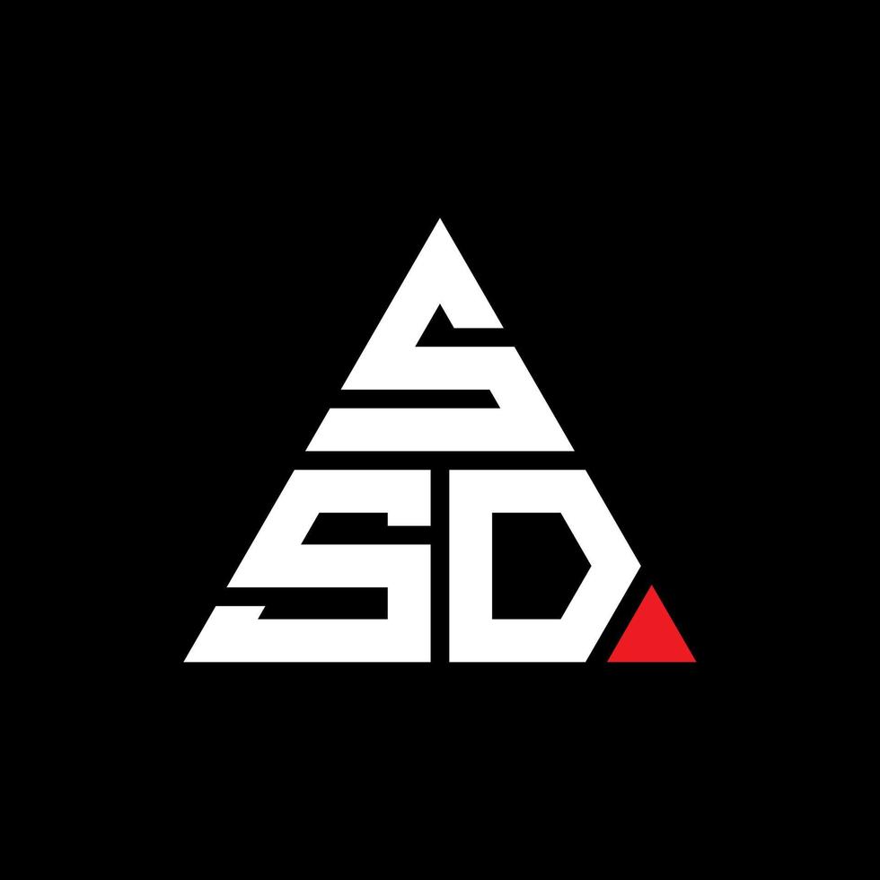 design del logo della lettera del triangolo ssd con forma triangolare. ssd triangolo logo design monogramma. modello di logo vettoriale triangolo ssd con colore rosso. logo triangolare ssd logo semplice, elegante e lussuoso.