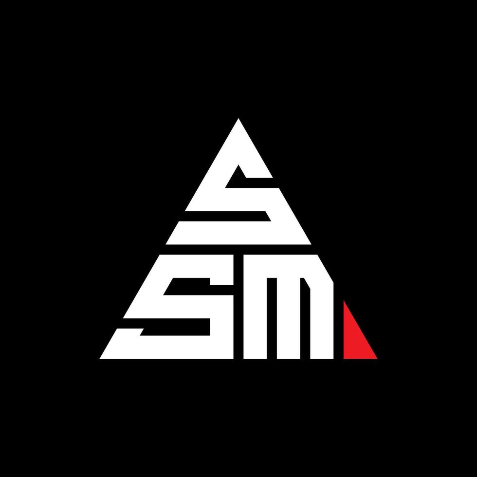 design del logo della lettera del triangolo ssm con forma triangolare. ssm triangolo logo design monogramma. modello di logo vettoriale triangolo ssm con colore rosso. logo triangolare ssm logo semplice, elegante e lussuoso.