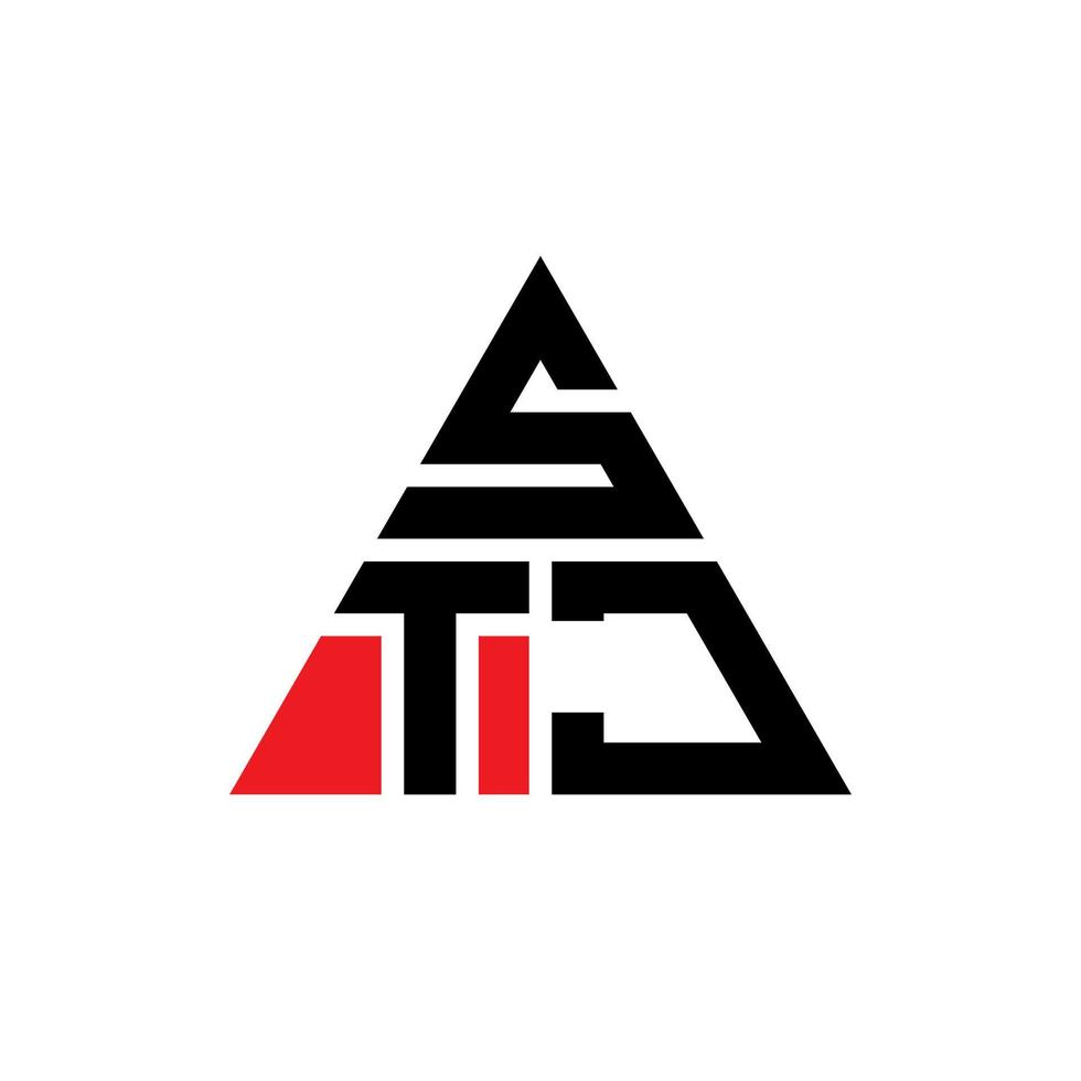 stj triangolo lettera logo design con forma triangolare. stj triangolo logo design monogramma. modello di logo vettoriale triangolo stj con colore rosso. stj logo triangolare logo semplice, elegante e lussuoso.