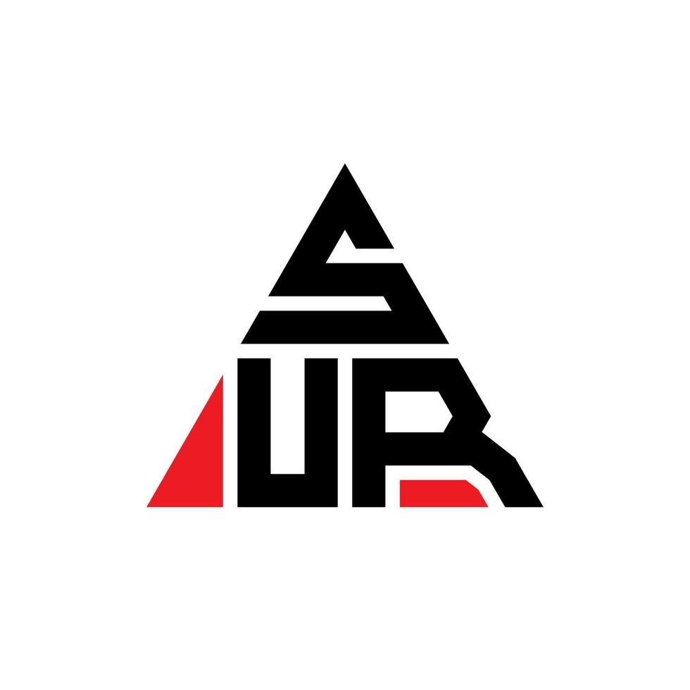design del logo della lettera del triangolo sur con forma triangolare. monogramma di design del logo del triangolo sur. modello di logo vettoriale sur triangolo con colore rosso. sur logo triangolare logo semplice, elegante e lussuoso.