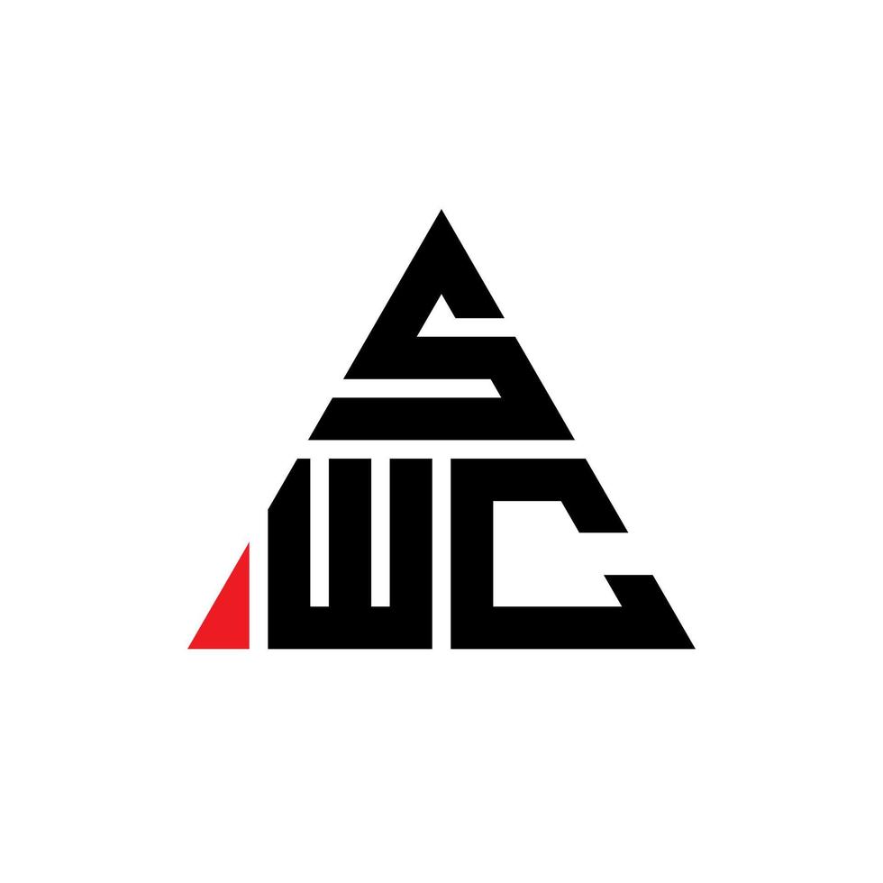 design del logo della lettera del triangolo swc con forma triangolare. swc triangolo logo design monogramma. modello di logo vettoriale triangolo swc con colore rosso. logo triangolare swc logo semplice, elegante e lussuoso.