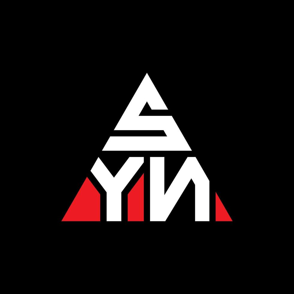 design del logo della lettera del triangolo syn con forma triangolare. monogramma syn triangolo logo design. modello di logo vettoriale triangolo syn con colore rosso. syn logo triangolare logo semplice, elegante e lussuoso.