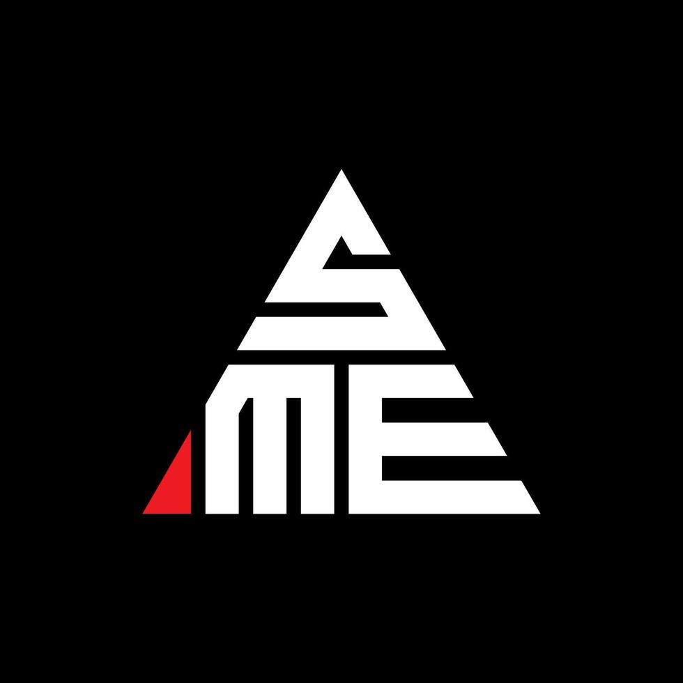design del logo della lettera triangolare sme con forma triangolare. monogramma del design del logo del triangolo delle PMI. modello di logo vettoriale triangolo sme con colore rosso. logo triangolare sme logo semplice, elegante e lussuoso.