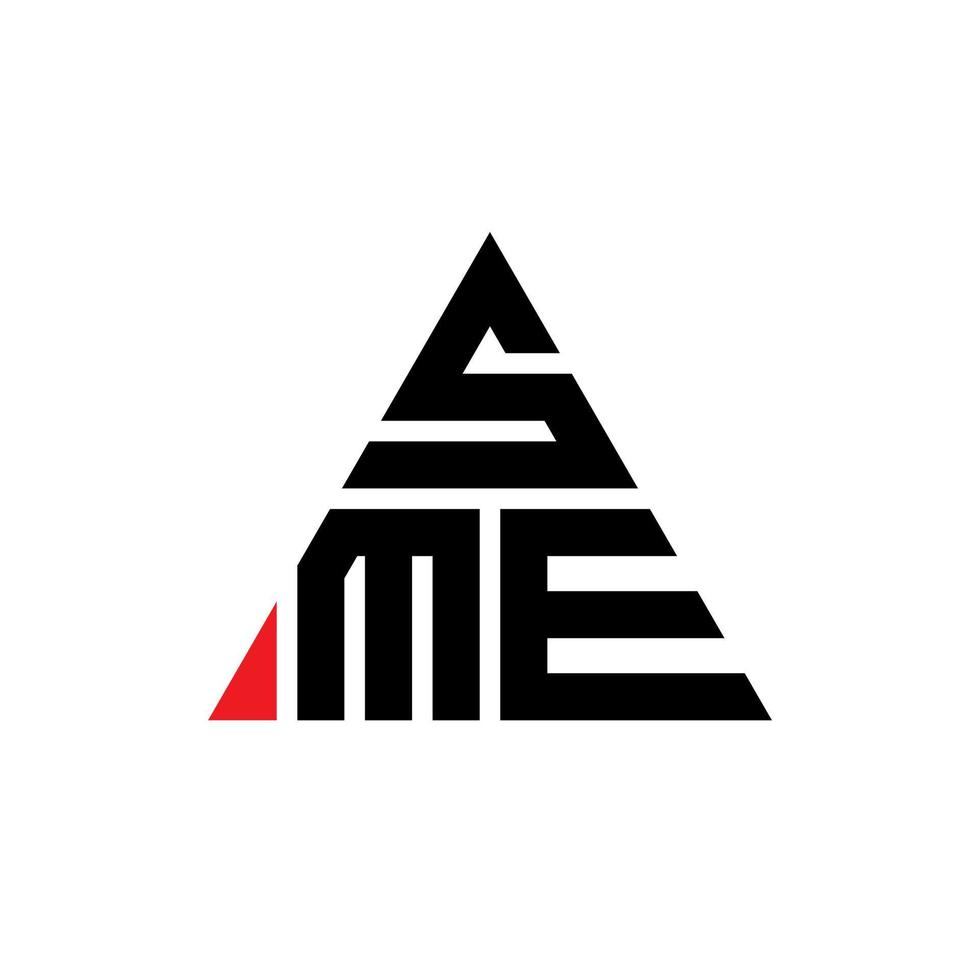 design del logo della lettera triangolare sme con forma triangolare. monogramma del design del logo del triangolo delle PMI. modello di logo vettoriale triangolo sme con colore rosso. logo triangolare sme logo semplice, elegante e lussuoso.