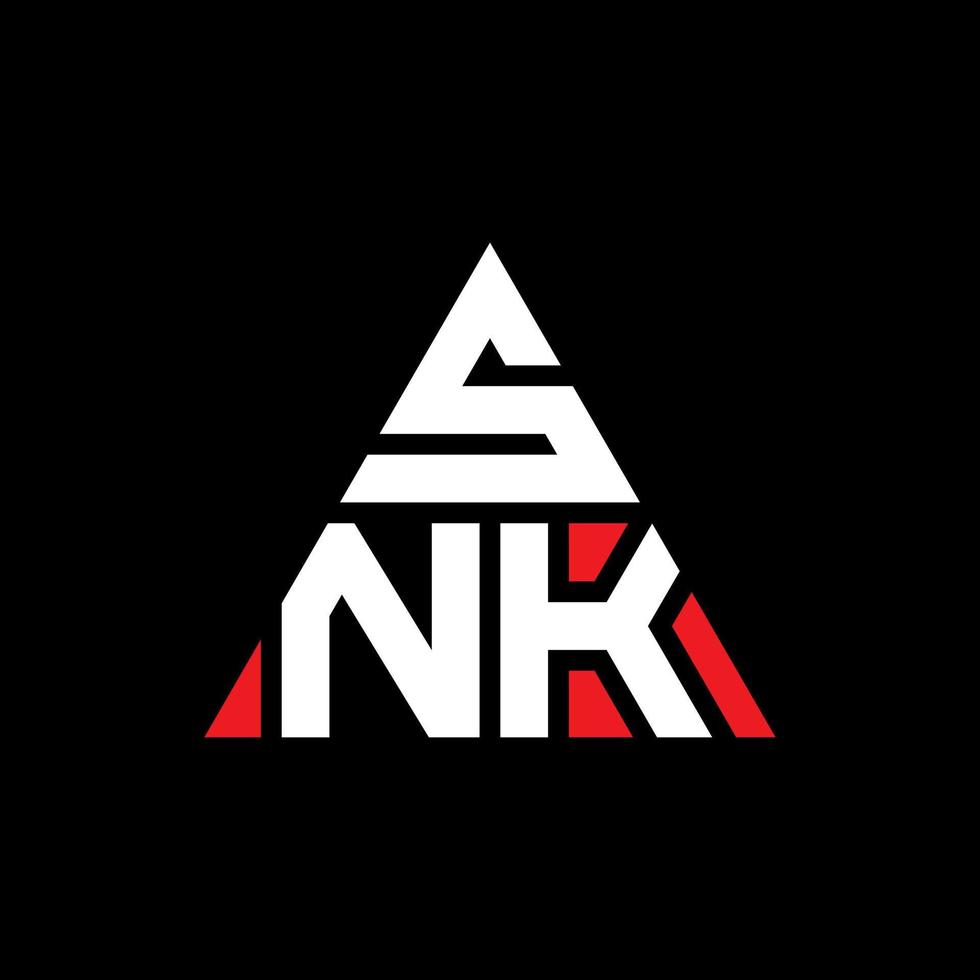 design del logo della lettera triangolo snk con forma triangolare. snk triangolo logo design monogramma. modello di logo vettoriale triangolo snk con colore rosso. logo triangolare snk logo semplice, elegante e lussuoso.