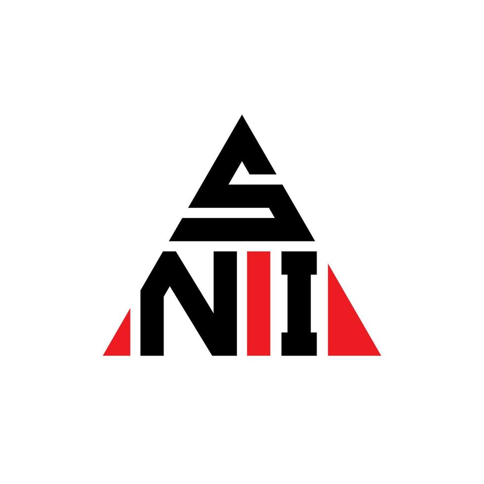 sni triangolo logo lettera design con forma triangolare. sni triangolo logo design monogramma. modello di logo vettoriale triangolo sni con colore rosso. sni logo triangolare logo semplice, elegante e lussuoso.