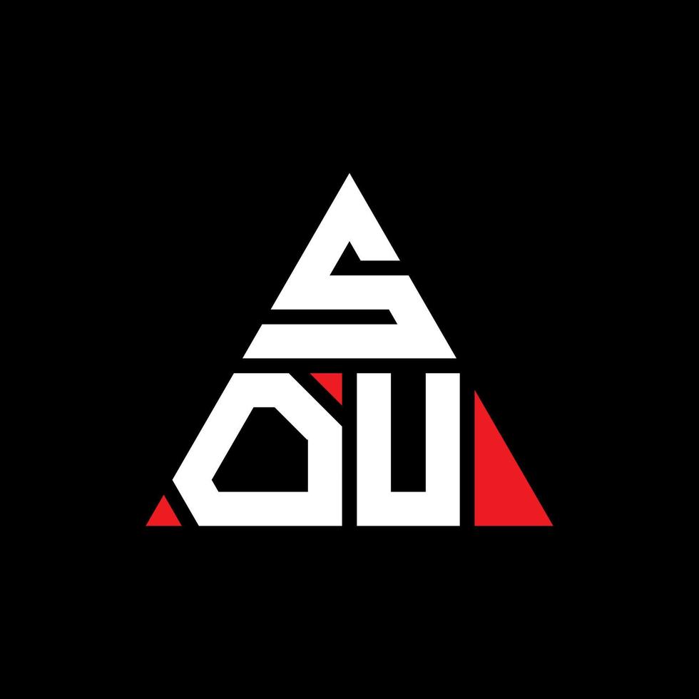 design del logo della lettera del triangolo sou con forma triangolare. monogramma di design del logo del triangolo sou. modello di logo vettoriale triangolo sou con colore rosso. sou logo triangolare logo semplice, elegante e lussuoso.