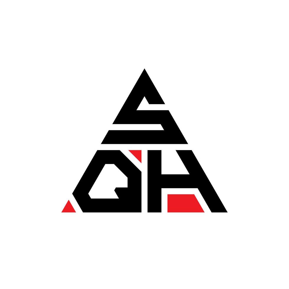 design del logo della lettera triangolare sqh con forma triangolare. monogramma di design del logo del triangolo sqh. modello di logo vettoriale triangolo sqh con colore rosso. logo triangolare sqh logo semplice, elegante e lussuoso.