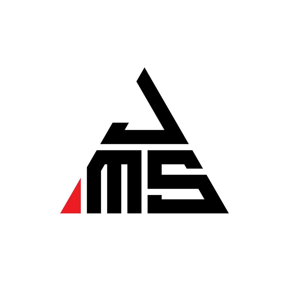 design del logo della lettera triangolo jms con forma triangolare. monogramma di design del logo del triangolo jms. modello di logo vettoriale triangolo jms con colore rosso. logo triangolare jms logo semplice, elegante e lussuoso.