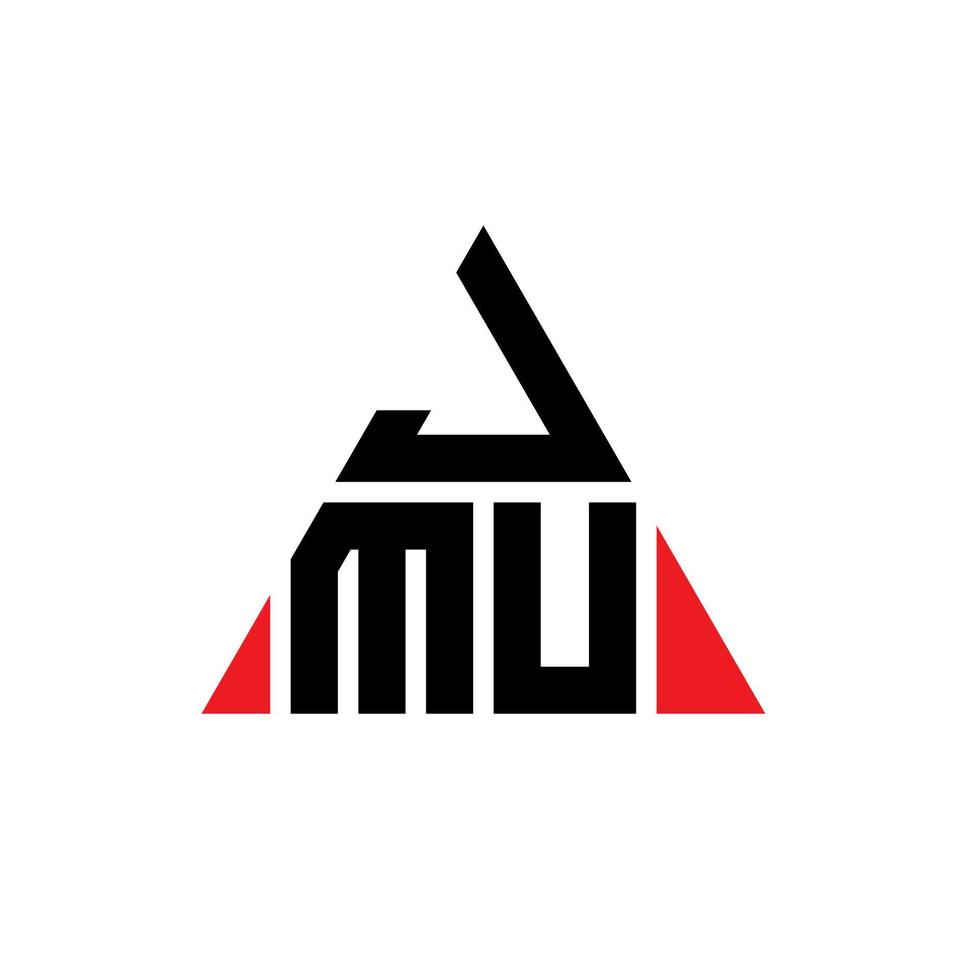 design del logo della lettera del triangolo jmu con forma triangolare. monogramma di design del logo del triangolo jmu. modello di logo vettoriale triangolo jmu con colore rosso. logo triangolare jmu logo semplice, elegante e lussuoso.