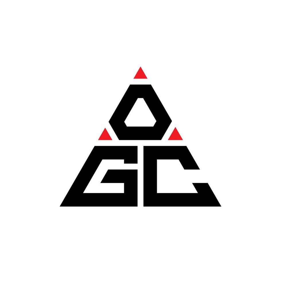 design del logo della lettera del triangolo ogc con forma triangolare. monogramma del design del logo del triangolo ogc. modello di logo vettoriale triangolo ogc con colore rosso. logo triangolare ogc logo semplice, elegante e lussuoso.