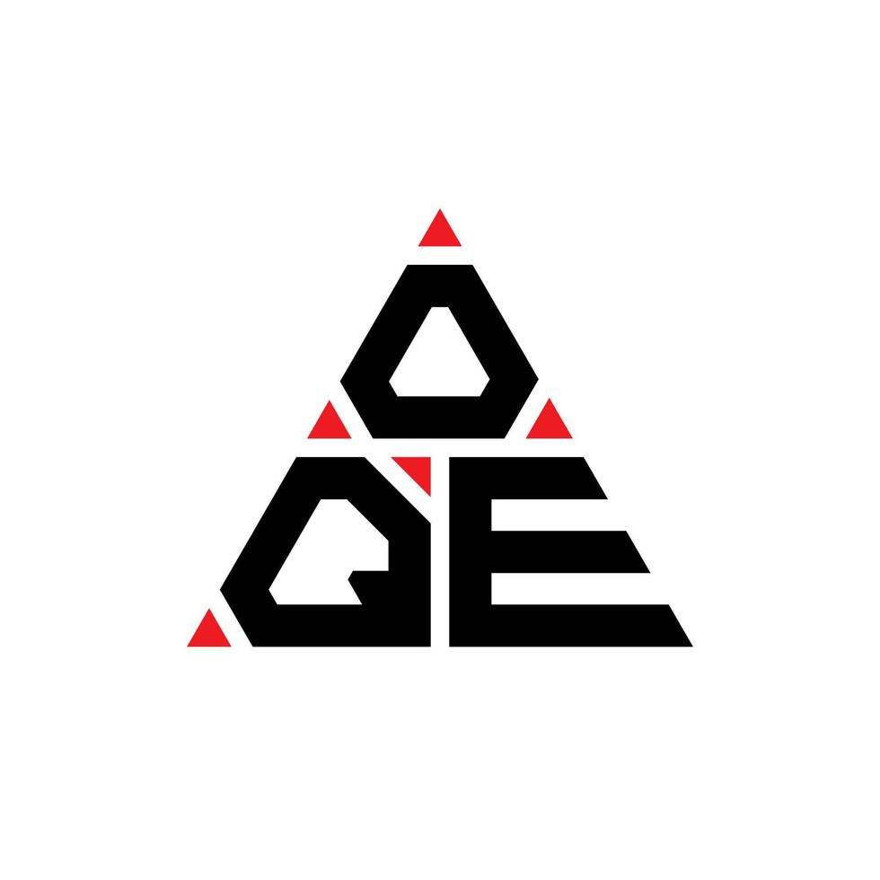 design del logo della lettera del triangolo oqe con forma triangolare. oqe triangolo logo design monogramma. modello di logo vettoriale triangolo oqe con colore rosso. oqe logo triangolare logo semplice, elegante e lussuoso.