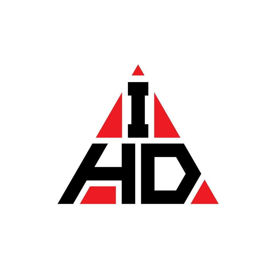 design del logo della lettera triangolare ihd con forma triangolare. monogramma di design del logo del triangolo ihd. modello di logo vettoriale triangolo ihd con colore rosso. logo triangolare ihd logo semplice, elegante e lussuoso.