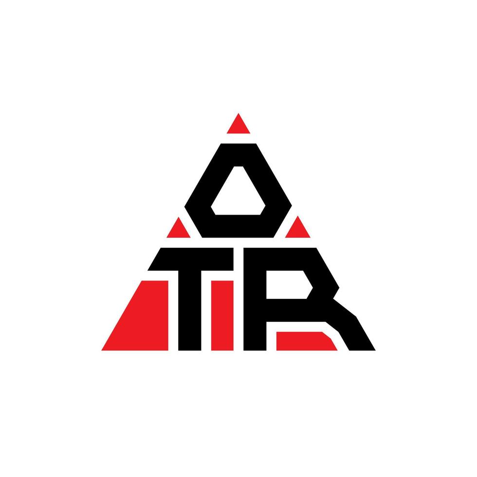 design del logo della lettera triangolare otr con forma triangolare. otr triangolo logo design monogramma. modello di logo vettoriale triangolo otr con colore rosso. otr logo triangolare logo semplice, elegante e lussuoso.