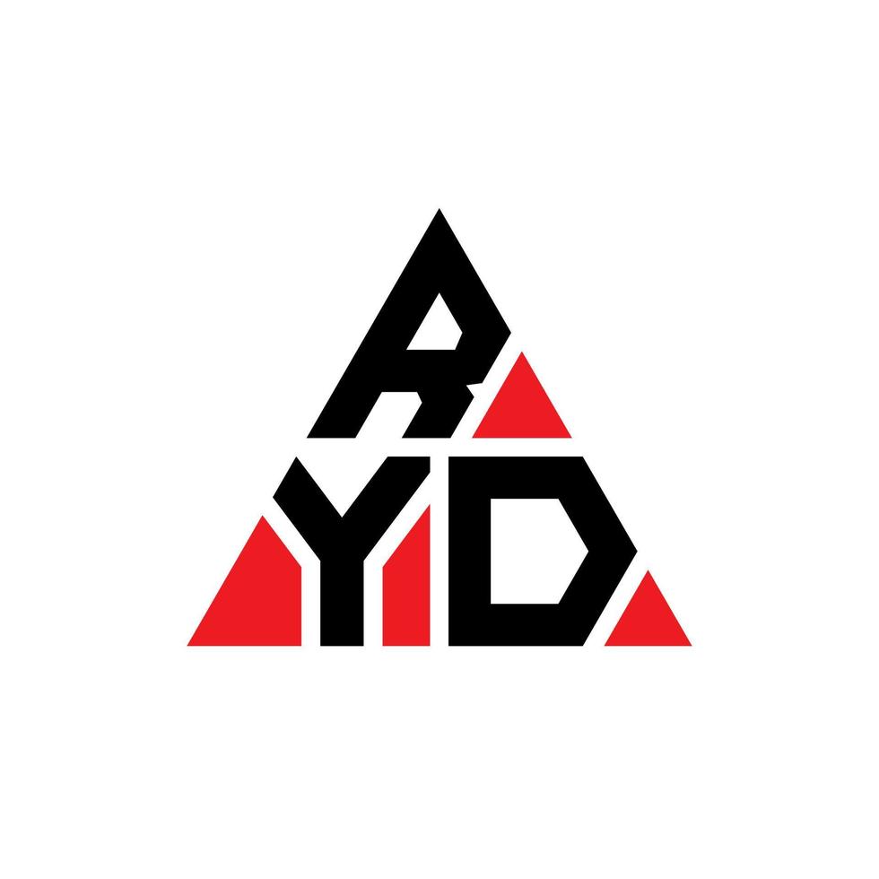 design del logo della lettera del triangolo ryd con forma triangolare. monogramma di design del logo del triangolo ryd. modello di logo vettoriale triangolo rosso con colore rosso. logo triangolare ryd logo semplice, elegante e lussuoso.