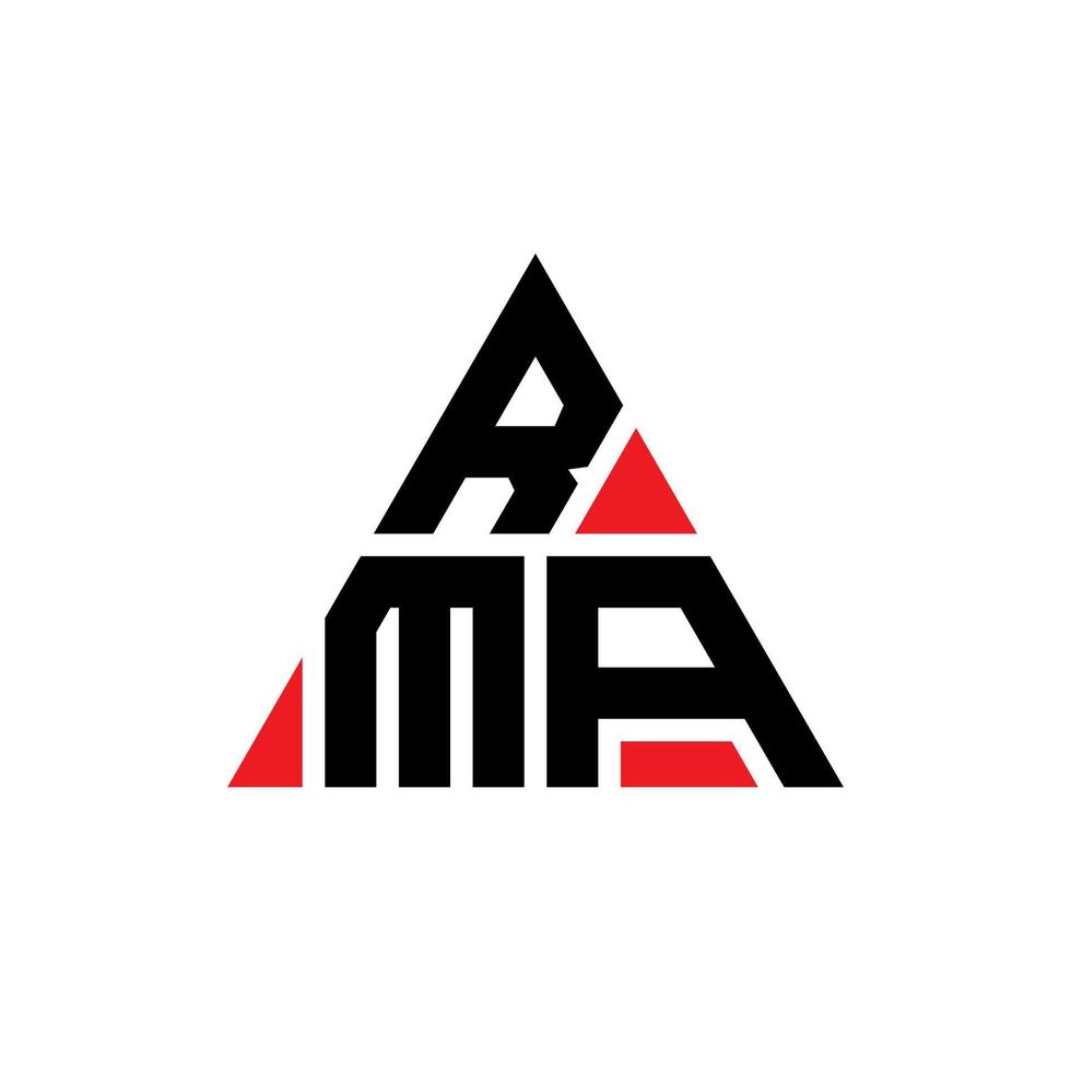 design del logo della lettera triangolo rma con forma triangolare. monogramma di design del logo del triangolo rma. modello di logo vettoriale triangolo rma con colore rosso. logo triangolare rma logo semplice, elegante e lussuoso.