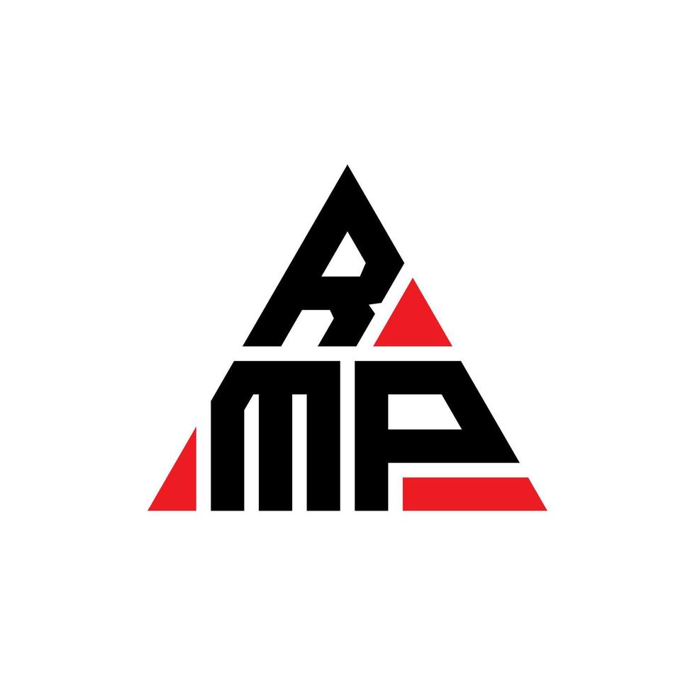 design del logo della lettera triangolare rmp con forma triangolare. monogramma di design del logo del triangolo rmp. modello di logo vettoriale triangolo rmp con colore rosso. logo triangolare rmp logo semplice, elegante e lussuoso.