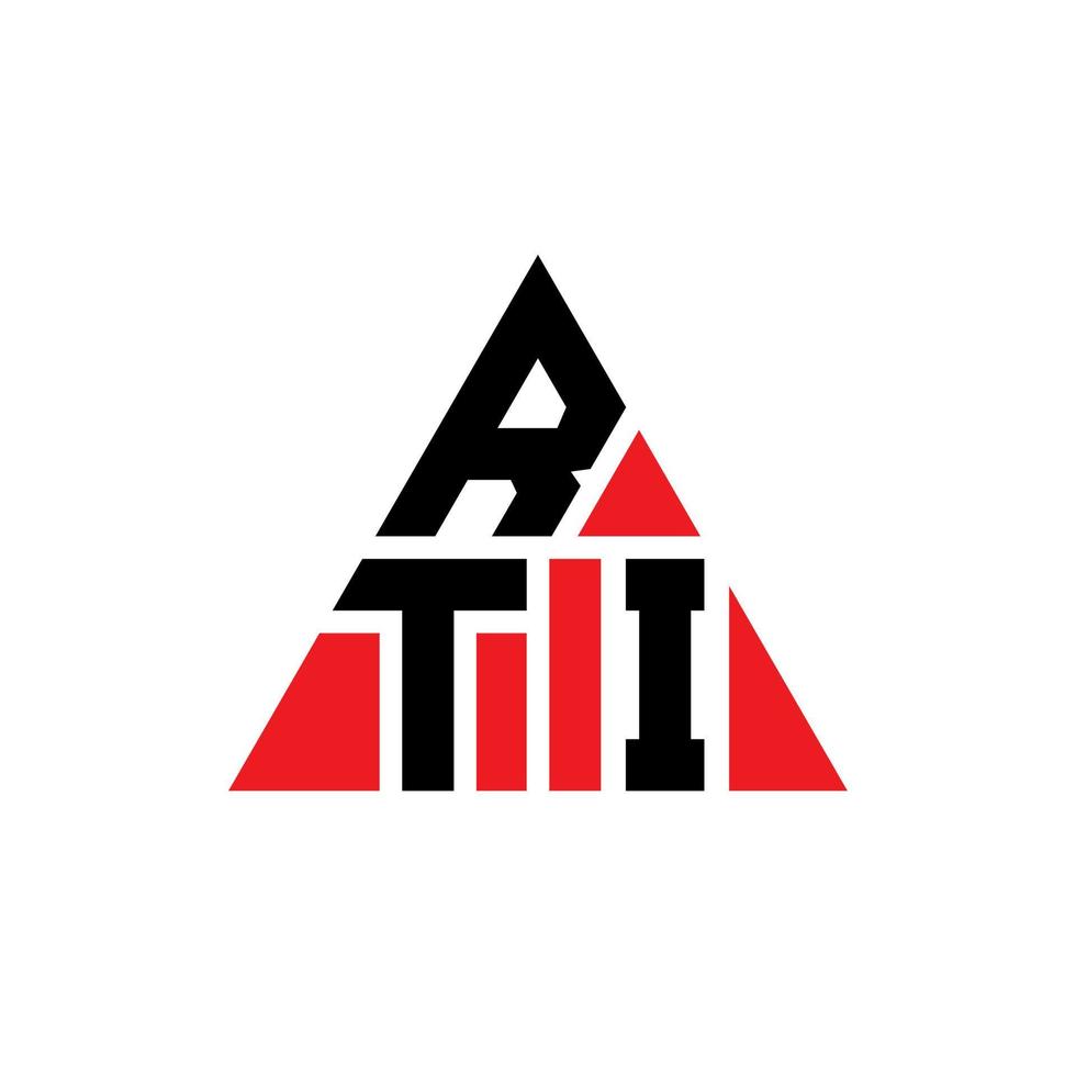 design del logo della lettera triangolare rti con forma triangolare. monogramma di design del logo del triangolo rti. modello di logo vettoriale triangolo rti con colore rosso. rti logo triangolare logo semplice, elegante e lussuoso.