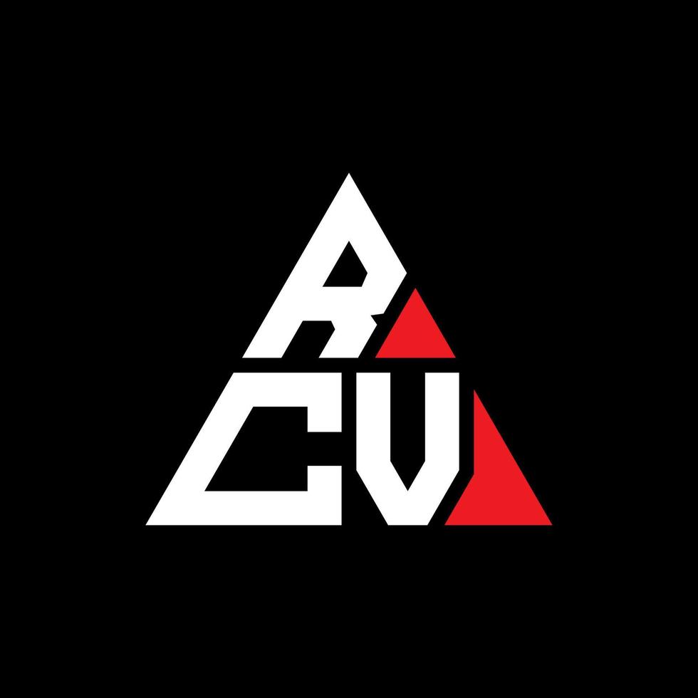 design del logo della lettera del triangolo rcv con forma triangolare. monogramma di design con logo triangolo rcv. modello di logo vettoriale triangolo rcv con colore rosso. logo triangolare rcv logo semplice, elegante e lussuoso.