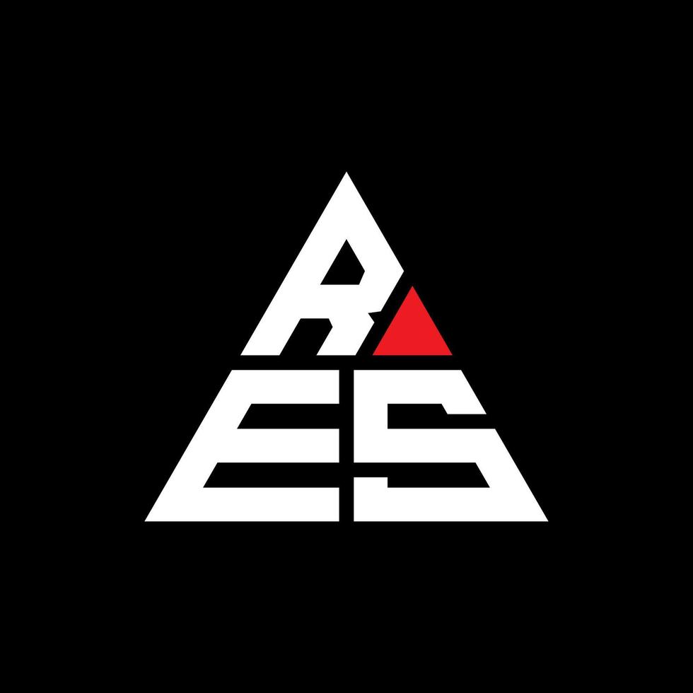 res triangolo lettera logo design con forma triangolare. res triangolo logo design monogramma. modello di logo vettoriale triangolo res con colore rosso. res logo triangolare logo semplice, elegante e lussuoso.